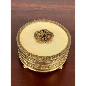 1920s Guilloche Enamel Brass Jewelry Casket Apollo